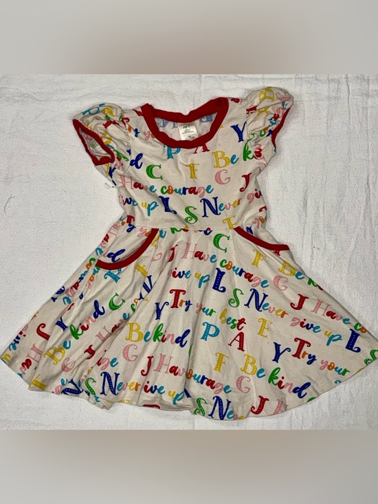 Other - Kids' Multicolor Alphabet & Affirmation Dress with Red Trim